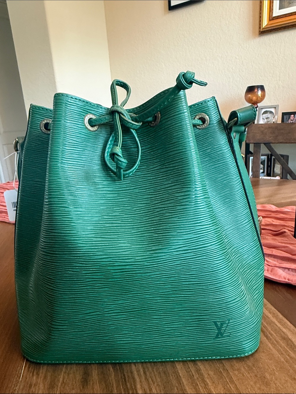 Louis Vuitton Green Epi Drawstring Shoulder Bucket Bag